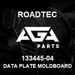 133445-04 Roadtec DATA PLATE MOLDBOARD CONTROL (IS) | AGA Parts