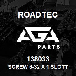 138033 Roadtec SCREW 6-32 X 1 SLOTTED ROUND MACH | AGA Parts