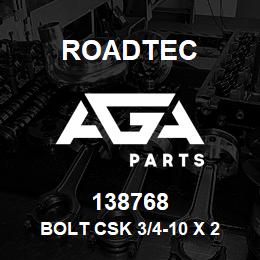 138768 Roadtec BOLT CSK 3/4-10 X 2 1/2 | AGA Parts