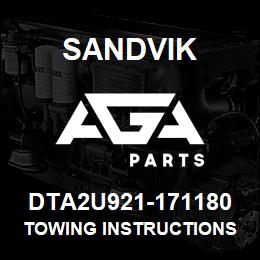 DTA2U921-171180 Sandvik TOWING INSTRUCTIONS | AGA Parts