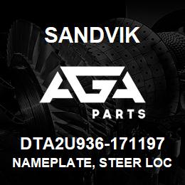 DTA2U936-171197 Sandvik NAMEPLATE, STEER LOCK | AGA Parts