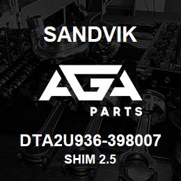 DTA2U936-398007 Sandvik SHIM 2.5 | AGA Parts