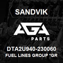 DTA2U940-230060 Sandvik FUEL LINES GROUP *GROUP REF | AGA Parts