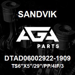 DTAD06002922-1909 Sandvik TS6"X5"/29"/PP/4IF/312AR/DM45/DML | AGA Parts