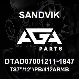 DTAD07001211-1847 Sandvik TS7"/12"/PB/412AR/4B/DM45 | AGA Parts