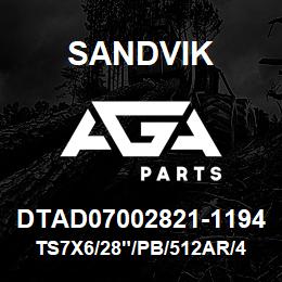 DTAD07002821-1194 Sandvik TS7X6/28"/PB/512AR/412B/SK50/SKF | AGA Parts