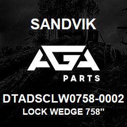 DTADSCLW0758-0002 Sandvik LOCK WEDGE 758" | AGA Parts