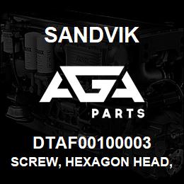 DTAF00100003 Sandvik SCREW, HEXAGON HEAD, FULL THREAD | AGA Parts