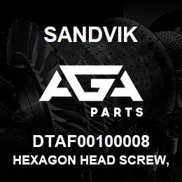 DTAF00100008 Sandvik HEXAGON HEAD SCREW, FULL THREAD | AGA Parts