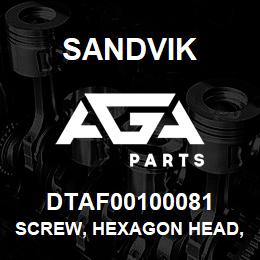 DTAF00100081 Sandvik SCREW, HEXAGON HEAD, FULL THREAD | AGA Parts