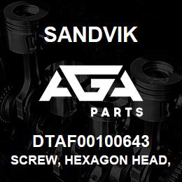 DTAF00100643 Sandvik SCREW, HEXAGON HEAD, PARTIAL THREA | AGA Parts