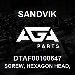 DTAF00100647 Sandvik SCREW, HEXAGON HEAD, PARTIAL THREA | AGA Parts