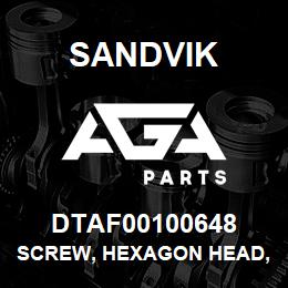 DTAF00100648 Sandvik SCREW, HEXAGON HEAD, PARTIAL THREA | AGA Parts