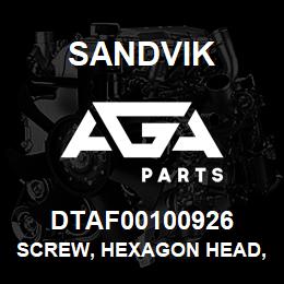 DTAF00100926 Sandvik SCREW, HEXAGON HEAD, PARTIAL THREAD | AGA Parts