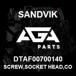 DTAF00700140 Sandvik SCREW,SOCKET HEAD,COUNTERSUNK,HEX. | AGA Parts