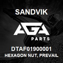 DTAF01900001 Sandvik HEXAGON NUT, PREVAILING TORQUE | AGA Parts