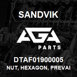 DTAF01900005 Sandvik NUT, HEXAGON, PREVAILING TORQUE | AGA Parts