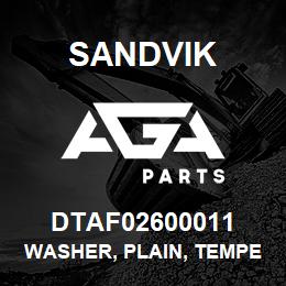 DTAF02600011 Sandvik WASHER, PLAIN, TEMPERED | AGA Parts