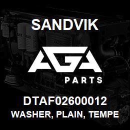 DTAF02600012 Sandvik WASHER, PLAIN, TEMPERED | AGA Parts