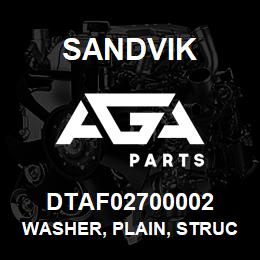 DTAF02700002 Sandvik WASHER, PLAIN, STRUCTURAL | AGA Parts