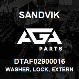 DTAF02900016 Sandvik WASHER, LOCK, EXTERNAL TOOTH, LOCK | AGA Parts