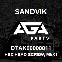 DTAK00000011 Sandvik HEX HEAD SCREW, M5X12 | AGA Parts