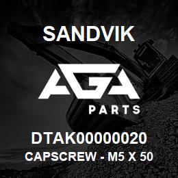 DTAK00000020 Sandvik CAPSCREW - M5 X 50 | AGA Parts