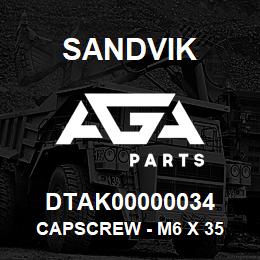 DTAK00000034 Sandvik CAPSCREW - M6 X 35 | AGA Parts