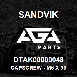 DTAK00000048 Sandvik CAPSCREW - M6 X 90 | AGA Parts