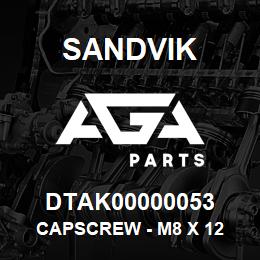 DTAK00000053 Sandvik CAPSCREW - M8 X 12 | AGA Parts