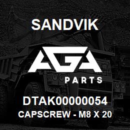 DTAK00000054 Sandvik CAPSCREW - M8 X 20 | AGA Parts