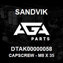 DTAK00000058 Sandvik CAPSCREW - M8 X 35 | AGA Parts