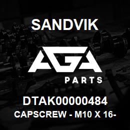 DTAK00000484 Sandvik CAPSCREW - M10 X 16-10.9 | AGA Parts