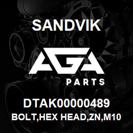 DTAK00000489 Sandvik BOLT,HEX HEAD,ZN,M10X60-10.9 | AGA Parts