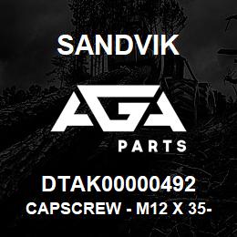 DTAK00000492 Sandvik CAPSCREW - M12 X 35-10.9 | AGA Parts