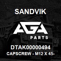 DTAK00000494 Sandvik CAPSCREW - M12 X 45-10.9 | AGA Parts