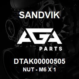 DTAK00000505 Sandvik NUT - M6 X 1 | AGA Parts