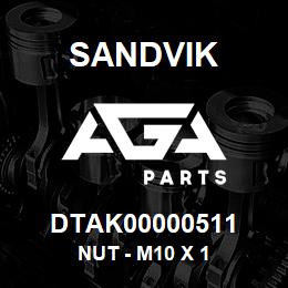 DTAK00000511 Sandvik NUT - M10 X 1 | AGA Parts