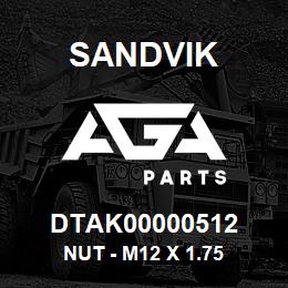 DTAK00000512 Sandvik NUT - M12 X 1.75 | AGA Parts