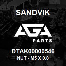 DTAK00000546 Sandvik NUT - M5 X 0.8 | AGA Parts