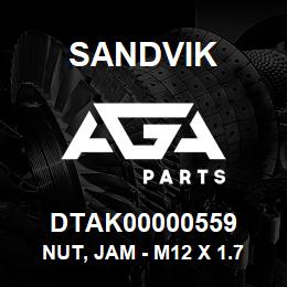 DTAK00000559 Sandvik NUT, JAM - M12 X 1.75 | AGA Parts