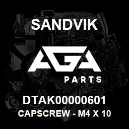 DTAK00000601 Sandvik CAPSCREW - M4 X 10 | AGA Parts