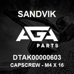 DTAK00000603 Sandvik CAPSCREW - M4 X 16 | AGA Parts