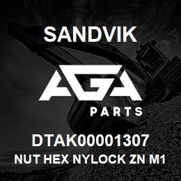 DTAK00001307 Sandvik NUT HEX NYLOCK ZN M12-10 | AGA Parts