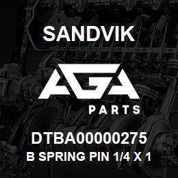 DTBA00000275 Sandvik B SPRING PIN 1/4 X 1-1/4" RB | AGA Parts