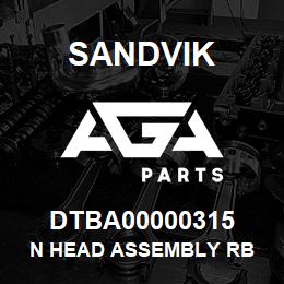 DTBA00000315 Sandvik N HEAD ASSEMBLY RB | AGA Parts