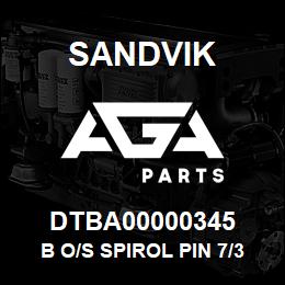 DTBA00000345 Sandvik B O/S SPIROL PIN 7/32" X 1-1/4" | AGA Parts