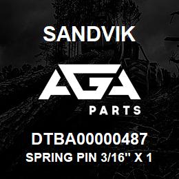 DTBA00000487 Sandvik SPRING PIN 3/16" X 1-1/12" | AGA Parts