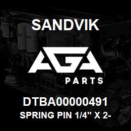 DTBA00000491 Sandvik SPRING PIN 1/4" X 2-1/2" | AGA Parts