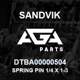 DTBA00000504 Sandvik SPRING PIN 1/4 X 1-3/4" | AGA Parts